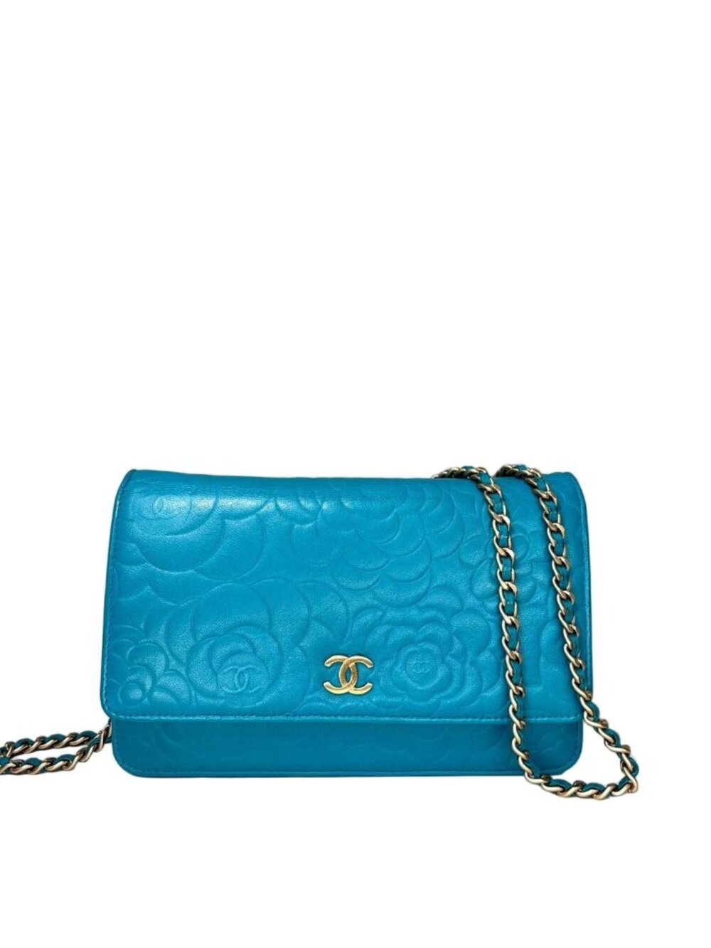 Chanel Super Camellia Leather Chain Wallet Shoulder Bag